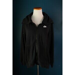 Nike Hoodie Women's Large Black Funnel Neck Sweatshirt Full Zip 895209-010
